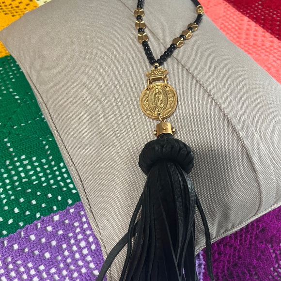 Luxurious Black and Gold Tassel Necklace - Picture 5 of 5